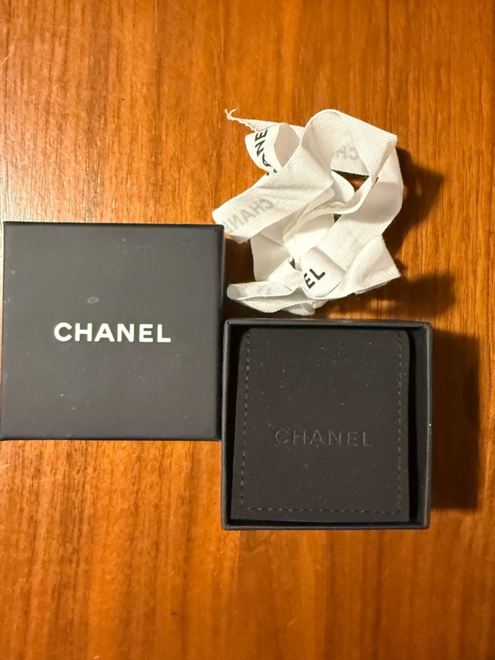 CHANEL Black earring box  - Classic Black with White Logo